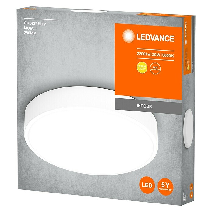 Ledvance Orbis Led-plafondlamp, rond Slim Moia (20 W, Ø x h: 28 x 4 cm, Warm wit) | BAUHAUS
