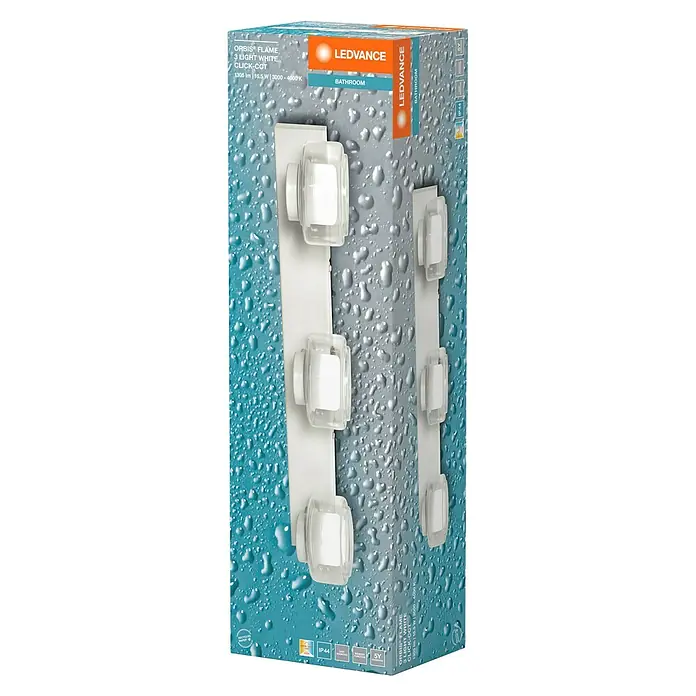 Ledvance Orbis LED-Wandleuchte Flame - 16,5 W, L x B x H: 50 x 13 x 9 cm, Weiß, Warmweiß, 3 Stk. - LEDVANCE Orbis Flame 3-fach Wandleuchte für Badezimmer, modernes Design mit drei Leuchten, ideal für stilvolle Beleuchtung im Bad.