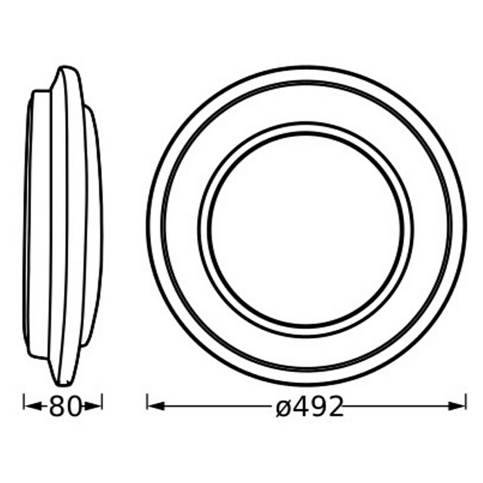 Ledvance Orbis Led-plafondlamp, rond Berlin (36 W, Ø x h: 49,2 x 8 cm, Zilver, Warm wit) | BAUHAUS