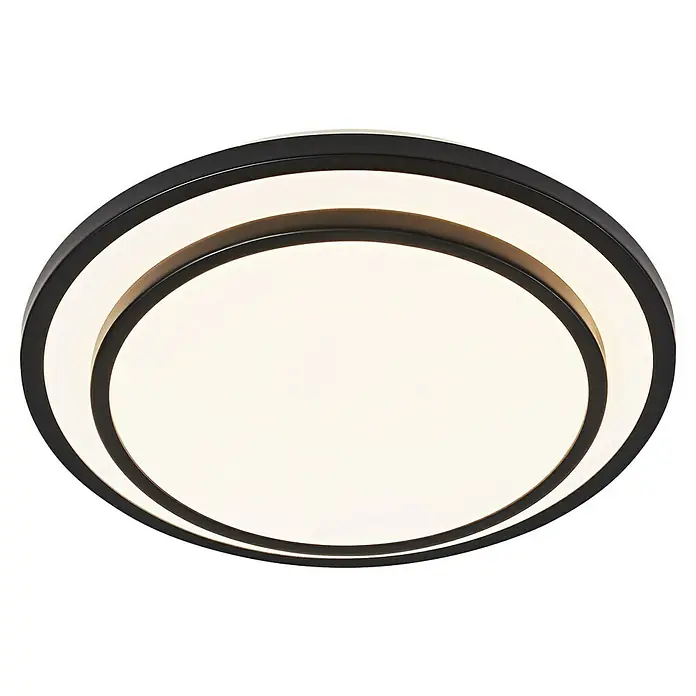 Osram LED-Deckenleuchte rund Berlin - 16 W, Ø x H: 29,3 x 6,5 cm, Schwarz, Warmweiß - Moderne LED-Deckenleuchte mit schwarzem Rahmen und kreisförmigem Design für eine stilvolle Beleuchtung in jedem Raum.