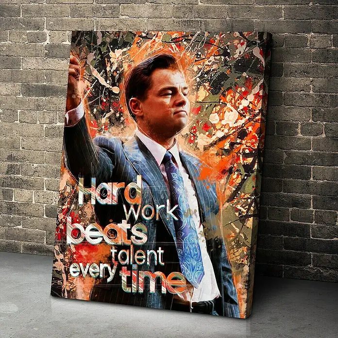 Dotcomcanvas Leinwandbild - Hard Work Beats Talent Everytime, B x H: 30 x 40 cm - Leinwandbild "Harte Arbeit schlägt Talent": Ein inspirierendes Kunstwerk, das die Botschaft von Ausdauer und Engagement vermittelt.