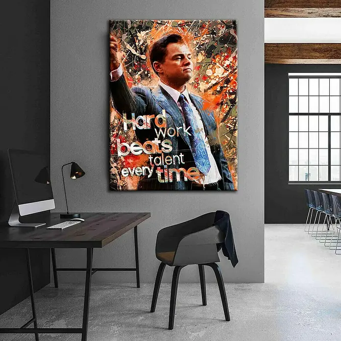 Dotcomcanvas Leinwandbild - Hard Work Beats Talent Everytime, B x H: 30 x 40 cm - Wandkunst-Poster mit inspirierendem Zitat. Das Leinwandbild mit dem Motiv "Harte Arbeit schlägt Talent" ist eine schöne Dekoration.