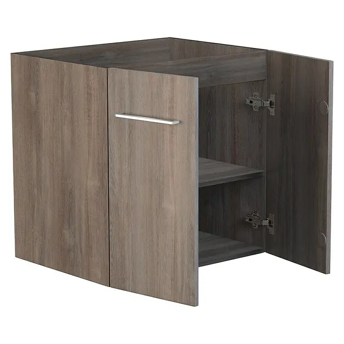 Camargue Espacio Waschtischunterschrank - 60 x 46 x 60 cm, 1 Einlegeboden, Faro - Grauer Holzschrank mit Doppeltür und Griff, der Stauraum und Funktionalität in jedem Raum bietet.