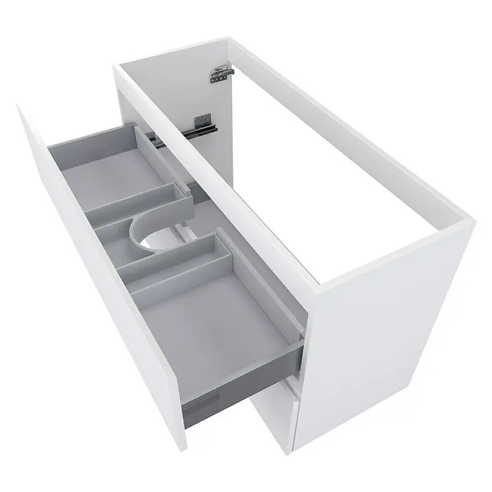 Camargue Espacio Waschtischunterschrank - 100 x 40 x 60 cm, 2 Schubkästen, Gama weiß matt - Offener weißer Waschtischunterschrank mit Schublade und praktischer Innenaufteilung für mehr Ordnung im Bad.