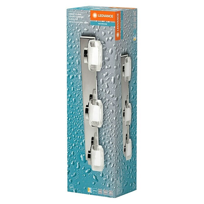 Ledvance Orbis Aplique de pared LED (16,5 W, L x An x Al: 50 x 13 x 9 cm, Cromo, Blanco cálido, 3 ud.) | BAUHAUS