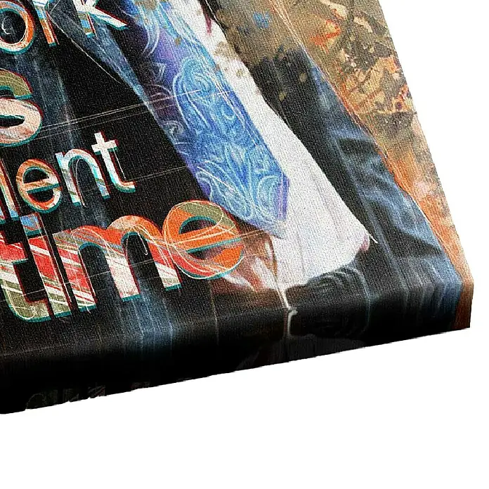 Dotcomcanvas Leinwandbild - Hard Work Beats Talent Everytime, B x H: 30 x 40 cm - Detailansicht eines Leinwanddrucks mit dem Schriftzug "Time is silent". Die Leinwand ist auf einen Keilrahmen gespannt.