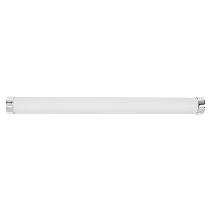 Ledvance Orbis LED-Spiegelleuchte Tube - 12 W, L x B x H: 60 x 7 x 5,4 cm, Chrome, Frostglas, Warmweiß - Eine längliche, moderne LED-Badleuchte mit Chrom-Endstücken, die ein helles, gleichmäßiges Licht für den Spiegelbereich bietet.