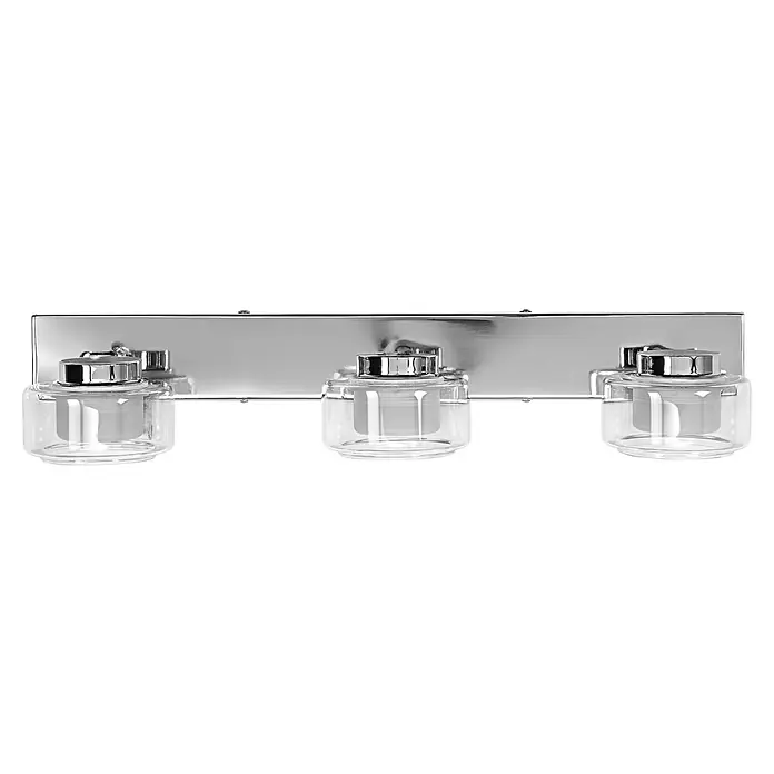 Ledvance Orbis LED-Wandleuchte Flame - 16,5 W, L x B x H: 50 x 13 x 9 cm, Chrome, Warmweiß, 3 Stk. - Silberne Badezimmerleuchte mit drei klaren Glasbehältern für ein modernes und elegantes Ambiente im Badezimmer.
