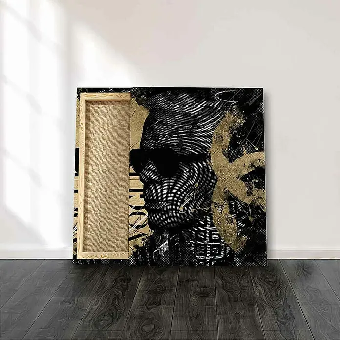 Dotcomcanvas Leinwandbild - Luxury Karl, B x H: 30 x 40 cm - Dieses Kunstwerk zeigt ein Porträt mit Sonnenbrille, eine eindrucksvolle Wanddekoration für ein modernes Zuhause oder Büro.