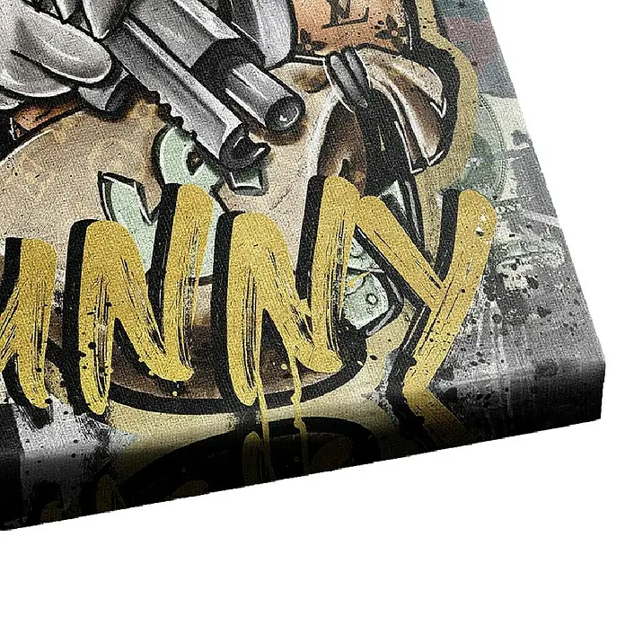 Dotcomcanvas Leinwandbild - No Money Duck, B x H: 90 x 120 cm - Künstlerische Leinwand mit Graffiti-Motiv, ideal für moderne Wandgestaltung.