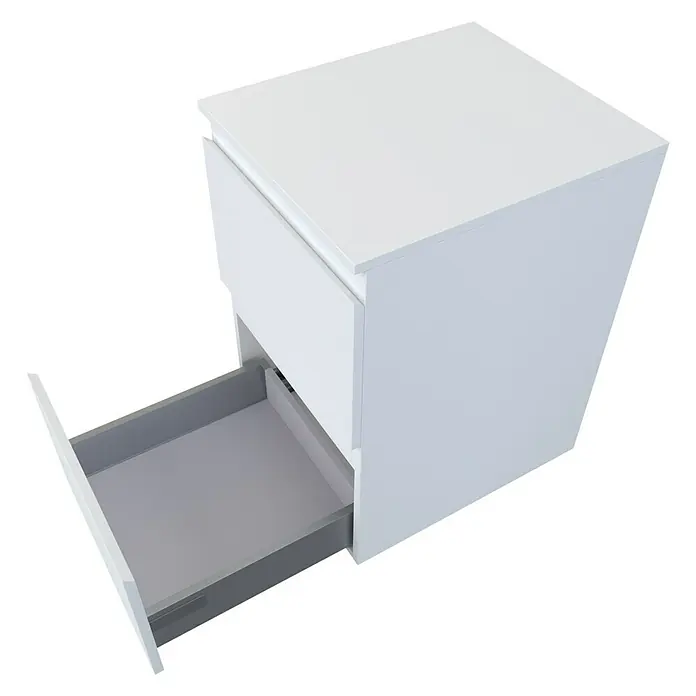 Camargue Espacio Unterschrank - 40 x 46 x 60 cm, Gama weiß matt - Nachttisch in Weiß mit offener Schublade, der ein modernes Design und praktischen Stauraum vereint. Ideal fürs Schlafzimmer.