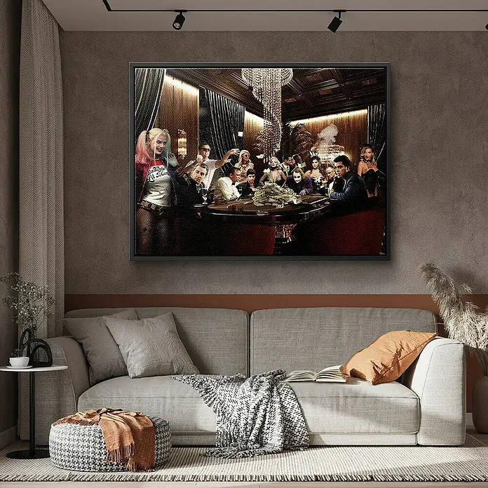 Dotcomcanvas Leinwandbild - Poker Night, B x H: 40 x 30 cm - Einzigartige Wandkunst: Das Gemälde zeigt eine illustre Pokerrunde, die jedem Raum einen Hauch von Glamour und Exzentrik verleiht.