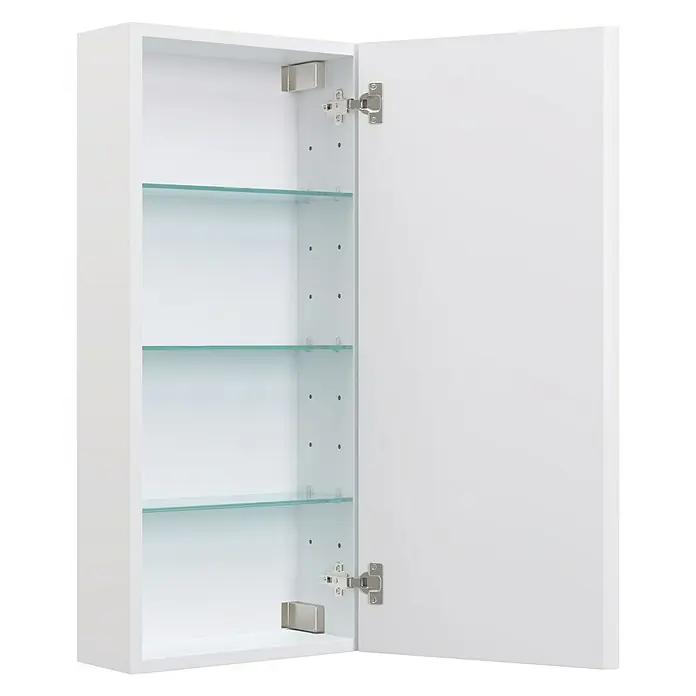 Camargue Espacio Hängeschrank - 40 x 17 x 90 cm, Gama weiß matt - Weißer Spiegelschrank mit Glastablaren, der durch seine schlichte Eleganz besticht und praktischen Stauraum bietet.