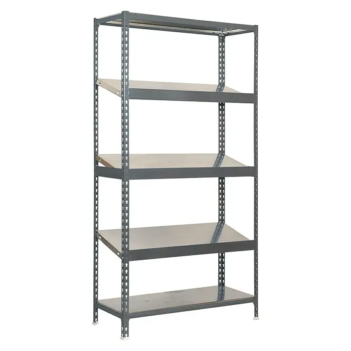 Simonrack Simonclick Estantería metálica Simonexpo Plus - Al x An x Pr: 200 x 100 x 50 cm, Capacidad de carga por balda: 200 kg, Número de baldas: 5 ud., Inserción, Gris - Estantería metálica con cinco estantes, perfecta para almacenamiento y organización en sótano, garaje u oficina. Robusta y duradera.