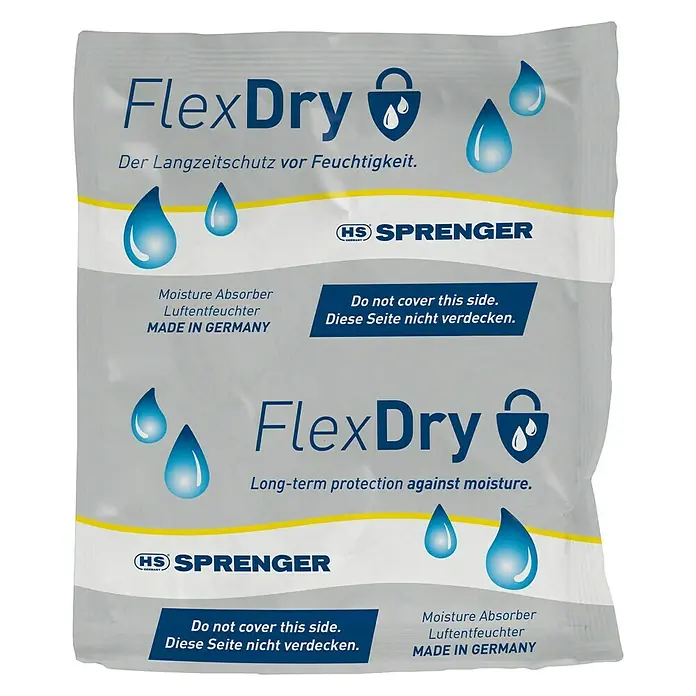 Sprenger Luftentfeuchter Flex Dry - 125 g - Die FlexDry Feuchtigkeitsabsorber-Packung bietet zuverlässigen Langzeitschutz vor Feuchtigkeit und ist Made in Germany.