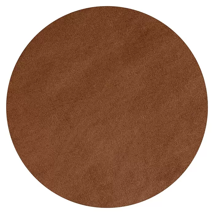 Kurzflorteppich Sky - Braun, Durchmesser: 120 cm, 100 % Polyester - Runde braune Filzmatte mit weicher Textur.
