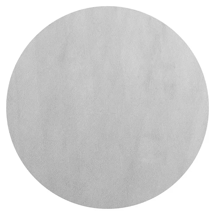 Kurzflorteppich Sky - Silber, Durchmesser: 120 cm, 100 % Polyester - Rundes, hellgraues strukturiertes Material.