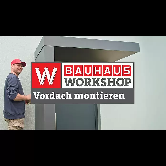 Gutta Rechteckvordach BS Plus 160 UP ST BK FUKA - 160 x 90 x 15,5 cm, Seitenteil links, Briefkastenanlage Edelstahl - Vordach montieren [Anleitung] | BAUHAUS Workshop