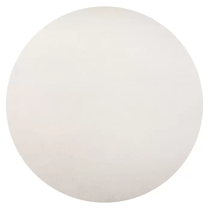 Kurzflorteppich Sky - Creme, Durchmesser: 200 cm, 100 % Polyester - Runde, cremefarbene Texturoberfläche.