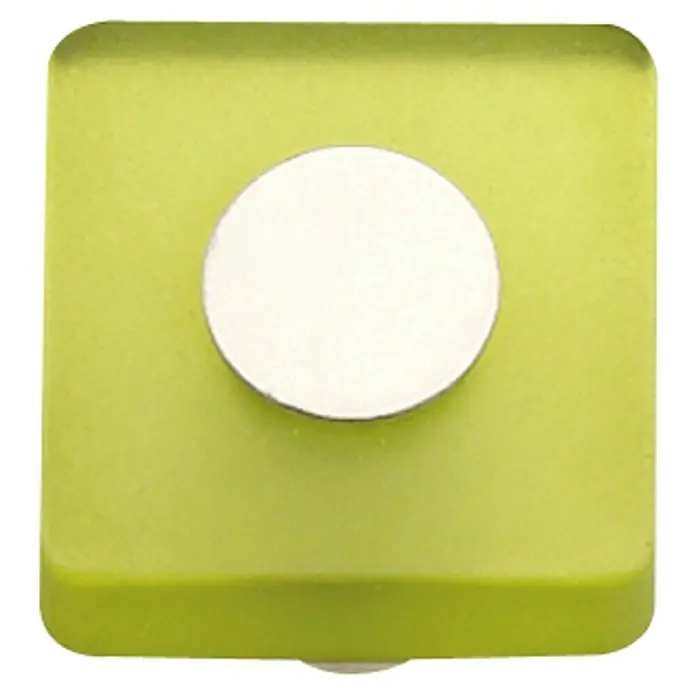 Nesu Tirador para muebles 621VE - L x An x Al: 3 x 2,6 x 1,2 cm, Plástico, Verde - Pomo de vidrio verde con borde redondo plateado, perfecto para muebles o cajones. Un accesorio elegante para cualquier decoración.