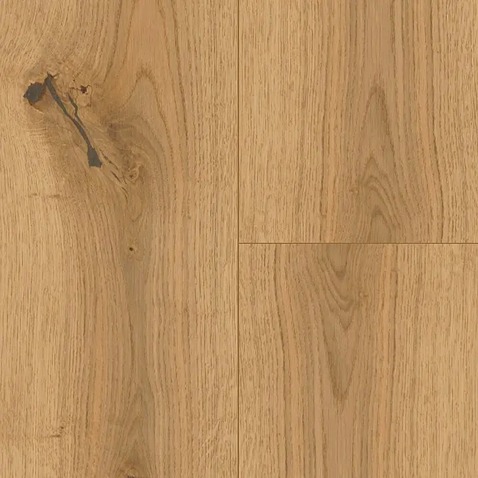 Parador Parkett Classic 3025 - Eiche Chianti leicht geweißt weiß, Landhausdiele, 2.200 x 185 x 13 mm - Elegante Holzdiele in warmen Brauntönen mit markanter Maserung und Astloch. Perfekt für ein natürliches und gemütliches Ambiente im Raum.