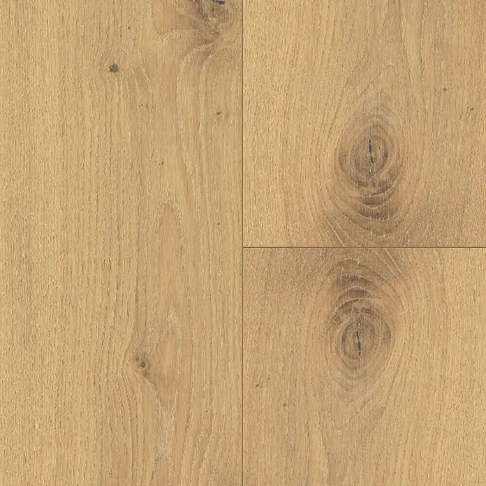 Parador Parkettmuster Classic 3060 Rustikal Eiche weiß - 200 x 185 x 13 mm, Landhausdiele - Nahaufnahme von drei Parkettbrettern in hellbrauner Farbe mit Maserung. Ideal für stilvolle Bodenbeläge.