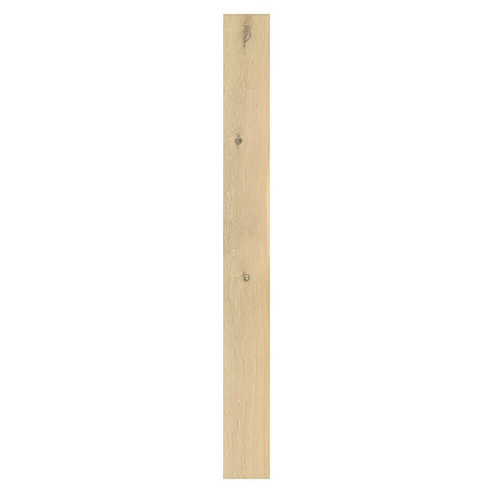 Parador Parkett Classic 3025 - Eiche gebürstet weiß, Landhausdiele, 2.200 x 185 x 13 mm - Helle beige Holzdiele mit natürlicher Maserung und dunklen Ästen.