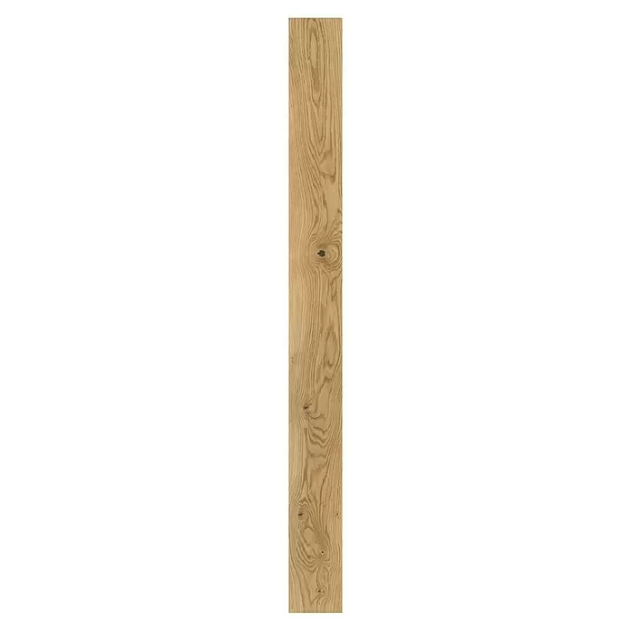 Parador Parkettmuster Trendtime 4 Living Eiche cream - 200 x 160 x 13 mm, Landhausdiele - Hellbraune Holzplatte mit natürlicher Maserung und sichtbaren Ästen.