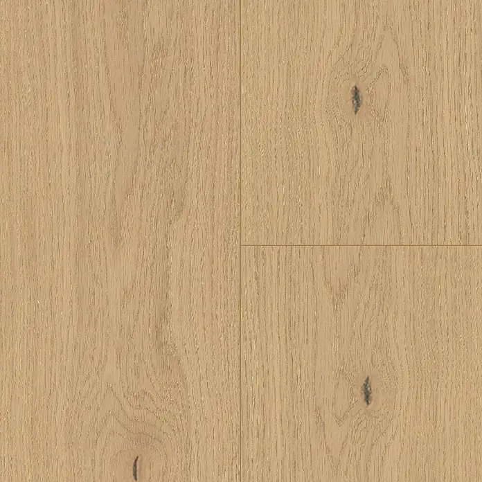 Parador Parkettmuster Classic 3060 Natur Eiche sanded - 200 x 185 x 13 mm, Landhausdiele - Nahaufnahme von hellem Eichenparkett, das die natürliche Holzstruktur und subtile Maserung des Bodenbelags hervorhebt.