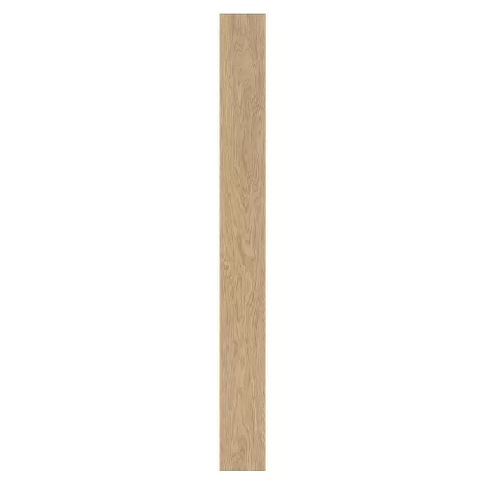 Parador Parkettmuster Classic 3025 Living Plus Eiche Cortese weiß - 200 x 120 x 12 mm, Mehrstab - Vertikale hellbraune Holzplatte mit wirbelnder Maserung.