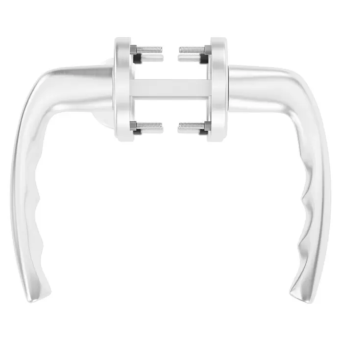 Hoppe Zimmertürgarnitur WC New York - Stärke Tür: 42 mm - 37 mm, Aluminium, Silber, Schlitzkopf/Olive - Silbernes metallisches Türgriff-Set mit sichtbaren Schrauben und Muttern.
