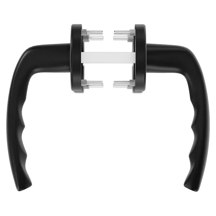 Hoppe Zimmertürgarnitur New York - Stärke Tür: 42 mm - 37 mm, Aluminium, Schwarz, Buntbart - Schwarzer Doppelgriff mit weißer Verbindungsstange und silbernen Schrauben.