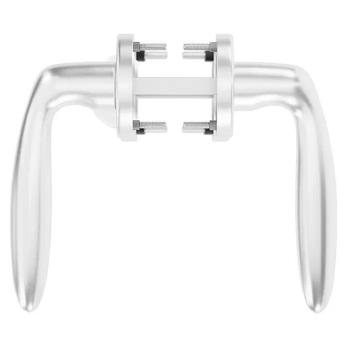Hoppe Zimmertürgarnitur WC Verona - Stärke Tür: 42 mm - 37 mm, Aluminium, Schlitzkopf/Olive - Silberner Türgriff aus Metall mit sichtbaren Montageschrauben.