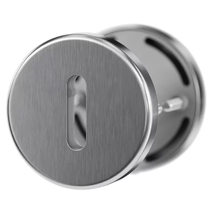 Hoppe Zimmertürgarnitur Vitoria - Stärke Tür: 42 mm - 37 mm, Aluminium, Buntbart - Rosette aus gebürstetem Metall mit vertikalem Schlüsselloch.