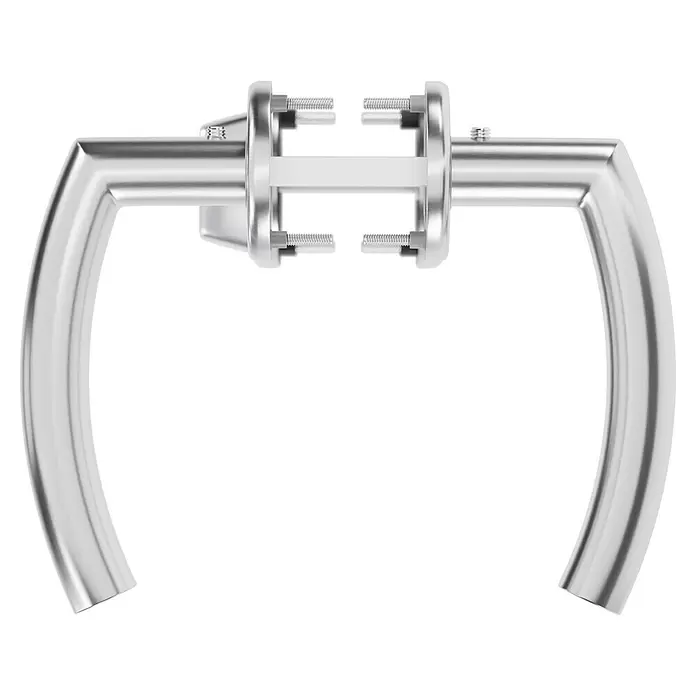 Hoppe Zimmertürgarnitur WC Narvik - Stärke Tür: 38 mm - 45 mm, Edelstahl, Schlitzkopf/Olive - Silbernes, doppelseitiges Türgriffset aus Metall mit sichtbaren Schrauben.