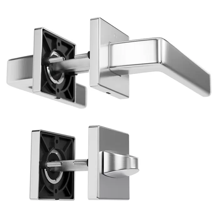 Hoppe Zimmertürgarnitur WC Dublin - Stärke Tür: 42 mm - 37 mm, Aluminium, Silber, Schlitzkopf/Olive - Modernes silbernes Türgriff-Set mit Hebelgriff und Drehverriegelung; sichtbare Montageteile. Gebürstetes Metall.