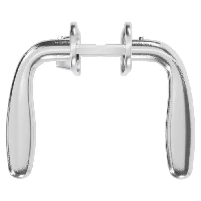 Hoppe Drückergarnitur WC Cardiff - Stärke Tür: 42 mm - 37 mm, Edelstahl, Schlitzkopf/Olive, Form Schild: Oval - Poliertes Chrom-Türgriffset, zerlegt, mit Griffen und Verbindungsspindel.