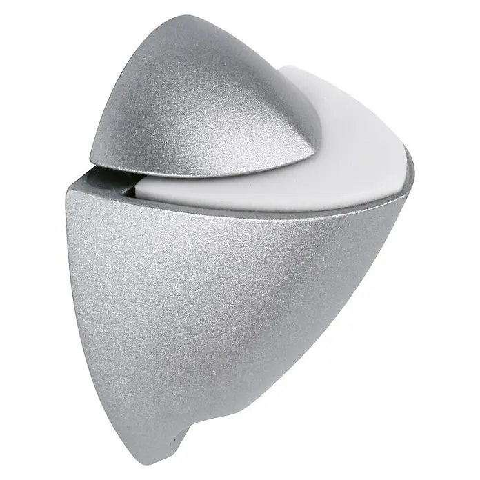 Rei Soporte de pared para estantes 2047 - Carga soportada: 20 kg, Apto para: Estantes, Cromo, Mate, 2 ud. - Primer plano de un soporte de estante de metal con un inserto de goma blanca, diseñado para una instalación segura y antideslizante.