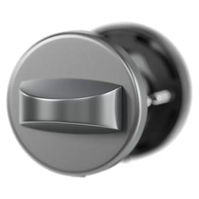 Hoppe Zimmertürgarnitur WC Lecce - Stärke Tür: 42 mm - 37 mm, Aluminium, Schlitzkopf/Olive - Silberner Metall-Türknauf mit horizontalem Drehgriff auf rundem Sockel.