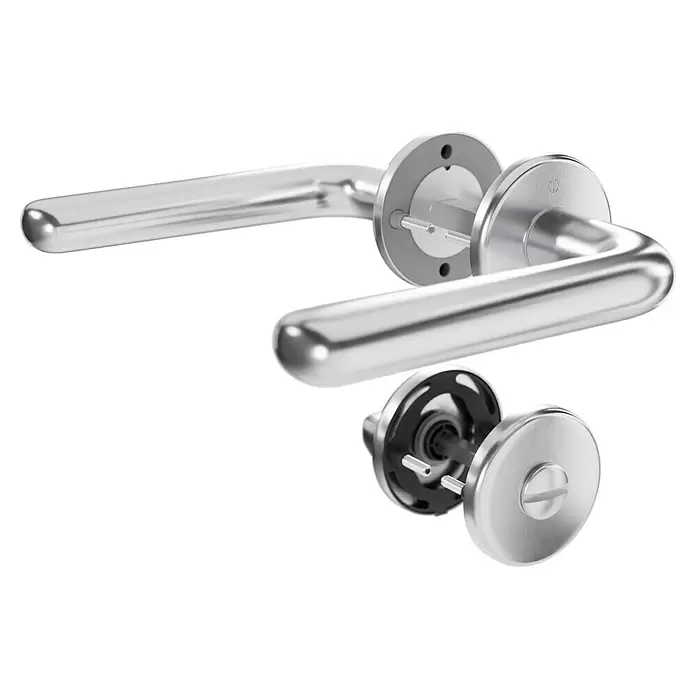 Hoppe Zimmertürgarnitur WC HelsingborgStärke Tür: 42 mm - 37 mm, Edelstahl, Schlitzkopf/Olive