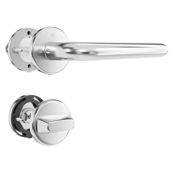 Hoppe Zimmertürgarnitur WC HelsingborgStärke Tür: 42 mm - 37 mm, Edelstahl, Schlitzkopf/Olive