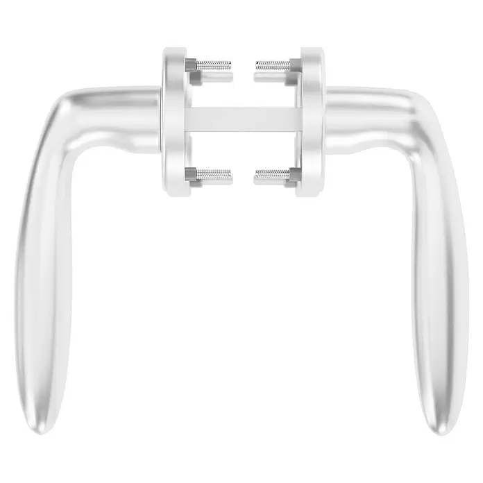 Hoppe Zimmertürgarnitur Verona - Stärke Tür: 42 mm - 37 mm, Aluminium, Buntbart - Silberner Metall-Doppeltürgriff mit Befestigungsmaterial.