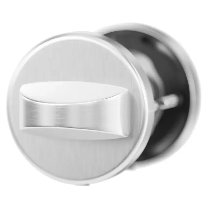 Hoppe Zimmertürgarnitur WC Hamburg - Stärke Tür: 42 mm - 37 mm, Aluminium, Silber, Schlitzkopf/Olive - Gebürsteter silberner Türschloss-Drehknauf für Privatsphäre.