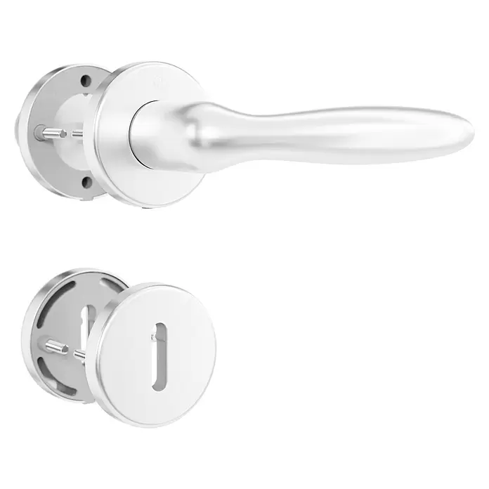 Hoppe Zimmertürgarnitur Verona - Stärke Tür: 42 mm - 37 mm, Aluminium, Buntbart - Türdrückergarnitur aus satiniertem Metall mit Griff und Schlüsselrosette.