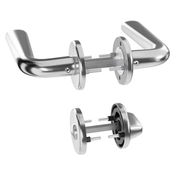 Hoppe Zimmertürgarnitur WC HelsingborgStärke Tür: 42 mm - 37 mm, Edelstahl, Schlitzkopf/Olive