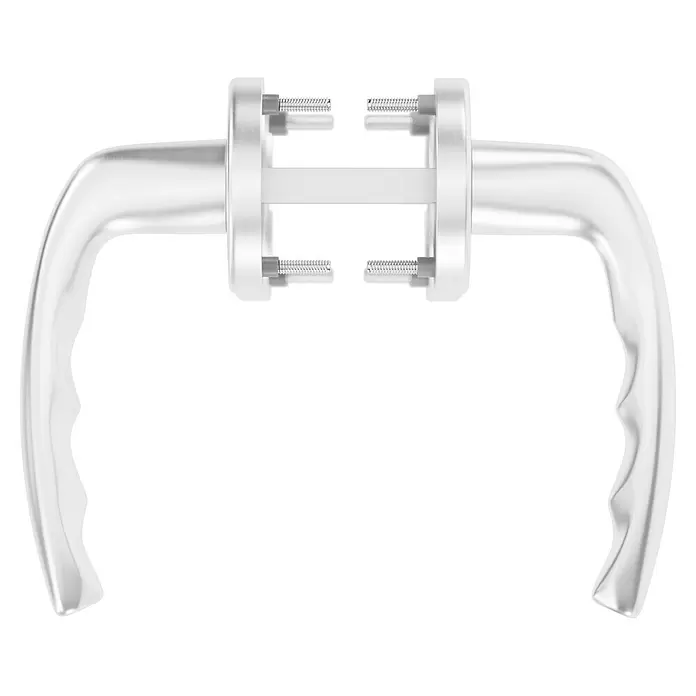 Hoppe Zimmertürgarnitur New York - Stärke Tür: 42 mm - 37 mm, Aluminium, Silber, Buntbart - Silberfarbener Metall-Türgriff mit sichtbaren Schrauben und Federn im zentralen Montagesystem.