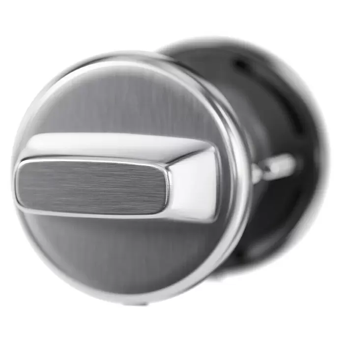 Hoppe Zimmertürgarnitur WC Narvik - Stärke Tür: 38 mm - 45 mm, Edelstahl, Schlitzkopf/Olive - Silberner, gebürsteter Metall-Türknauf mit rechteckigem Drehriegel für Privatsphäre.