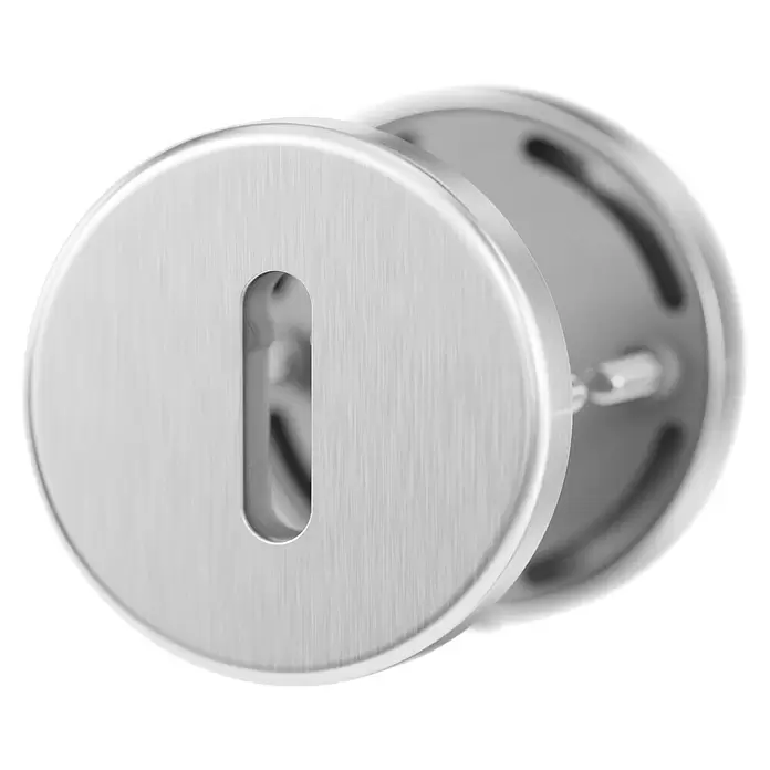 Hoppe Zimmertürgarnitur Hamburg - Stärke Tür: 42 mm - 37 mm, Aluminium, Silber, Buntbart - Gebürstete silberne Metall-Schlüsselloch-Rosette für Profilzylinder.