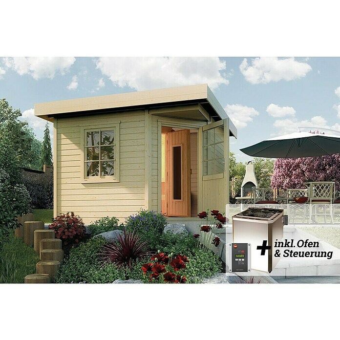 Weka Saunahaus SALO 7,5 kW BioS Gr. 1 (Bioofen, Steuerung Ofen: Extern, L x B x H: 338 x 237 x 338 cm, Natur) | BAUHAUS