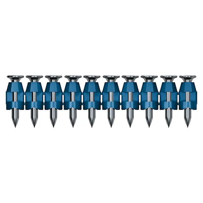 Bosch Professional Clavo para clavadora - Longitud del clavo: 19 mm, Zincado, 1.000 ud. - Una tira de clavos de fijación azules con cabezas redondas, ideales para trabajos de construcción y fijación profesionales, alineados y listos.